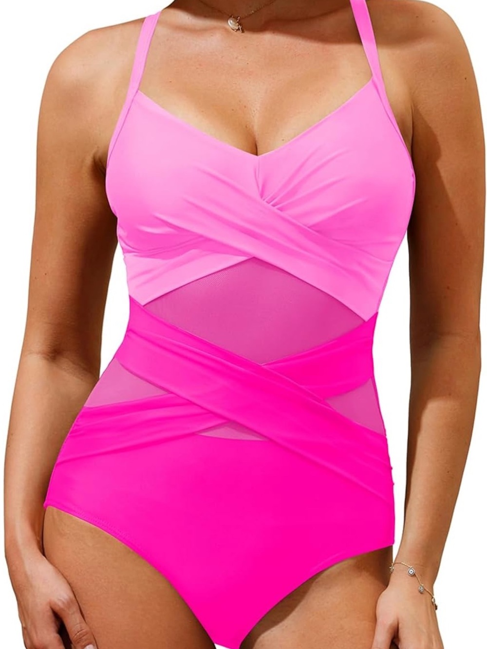 Women’s Pink Ruched Swim Coverup Tankini